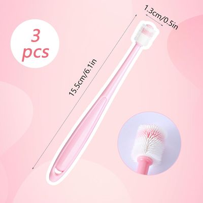 HausPets Juego 3 cepillos dientes perros gatos, silicona suave, mango 360°