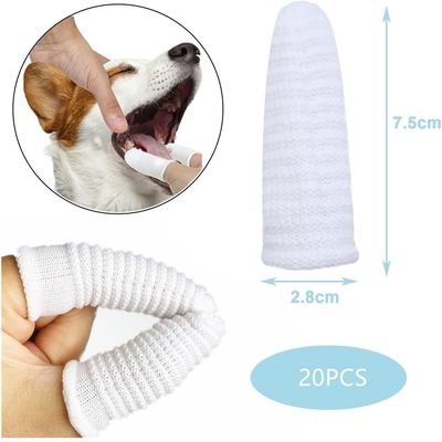 HausPets Lot 20 Brosses Dents Chat Chien Coton Tissé Nettoyage 360°