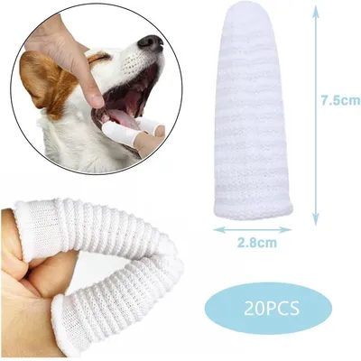 HausPets Lot 20 Brosses Dents Chat Chien Coton Tissé Nettoyage 360°