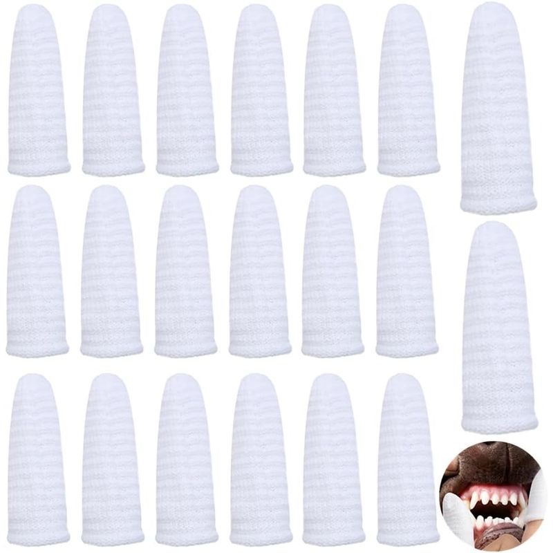 HausPets Lot 20 Brosses Dents Chat Chien Coton Tissé Nettoyage 360°