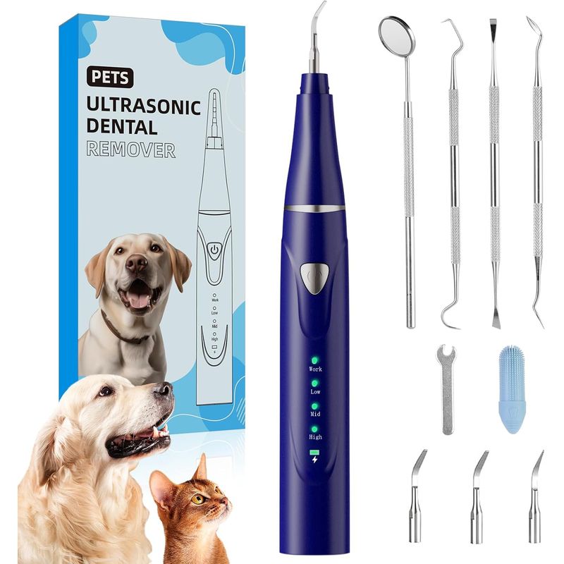 HausPets Nettoyeur Dentaire Ultrason Chien Chat USB 3 Modes 9 Pièces
