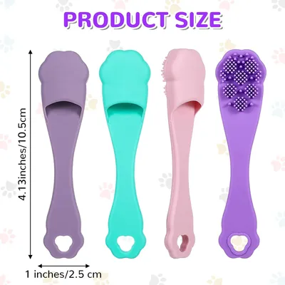 HausPets Lot 4 Brosses Dents Chien Chat Silicone Qualité Alimentaire
