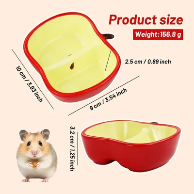 HausPets bol céramique forme pomme rouge petit animal HausPets bol céramique forme pomme rouge petit animal