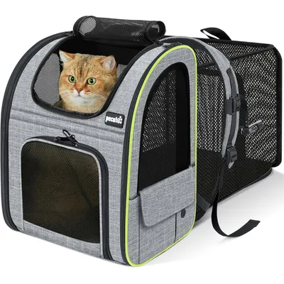 HausPets Hunde Katzen Rucksack Erweiterbar Atmungsaktiv Grau