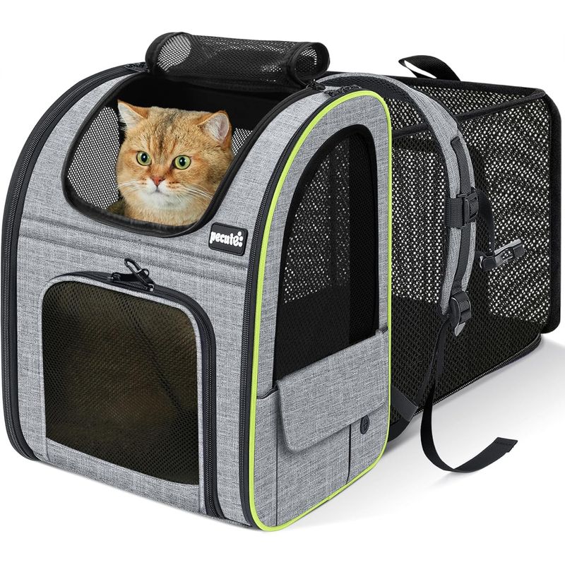 HausPets Hunde Katzen Rucksack Erweiterbar Atmungsaktiv Grau
