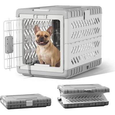 HausPets Hunde Katzenkäfig Faltbar 71x46.5x53cm 2 Rollen Werkzeuglos Grau