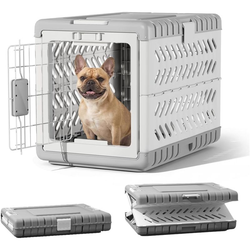 HausPets Hunde Katzenkäfig Faltbar 71x46.5x53cm 2 Rollen Werkzeuglos Grau