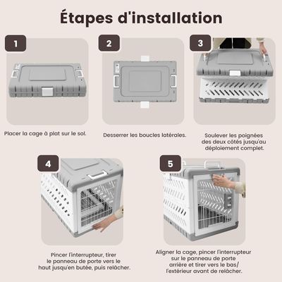 HausPets Jaula plegable perros/gatos 71x46,5x53 cm 2 ruedas, montaje