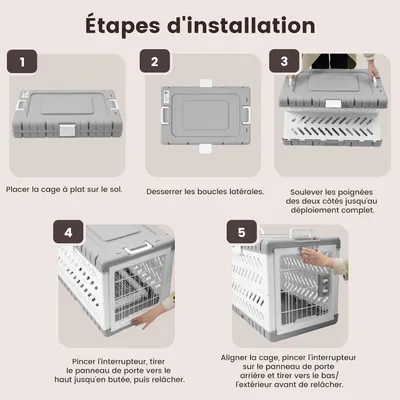 HausPets Jaula plegable perros/gatos 71x46,5x53 cm 2 ruedas, montaje HausPets Jaula plegable perros/gatos 71x46,5x53 cm 2 ruedas, montaje