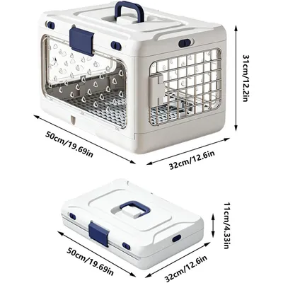 HausPets Hunde Katzen Transportbox Faltbar Hart 50x32x31cm