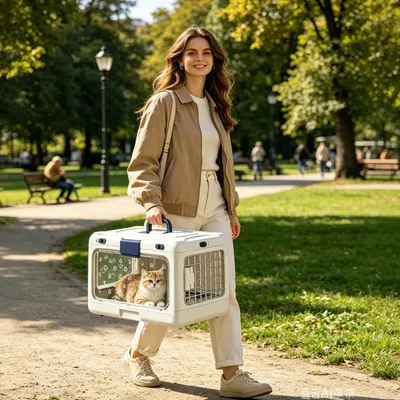 HausPets Hunde Katzen Transportbox Faltbar Hart 50x32x31cm