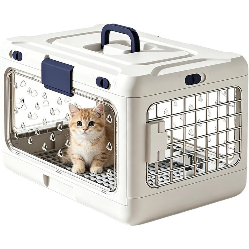HausPets Hunde Katzen Transportbox Faltbar Hart 50x32x31cm