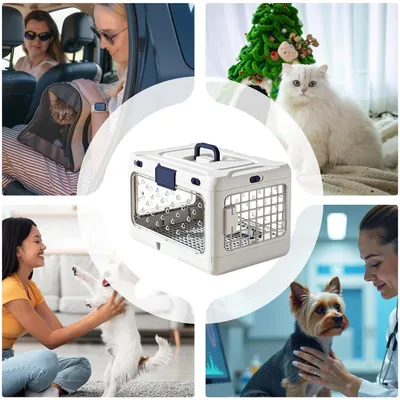 HausPets Hunde Katzen Transportbox Faltbar Hart 50x32x31cm