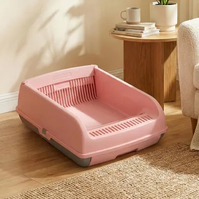 Giantex Halbautomatische Katzentoilette Mit Schaufel Und Spritzschutz Giantex Halbautomatische Katzentoilette Mit Schaufel Und Spritzschutz