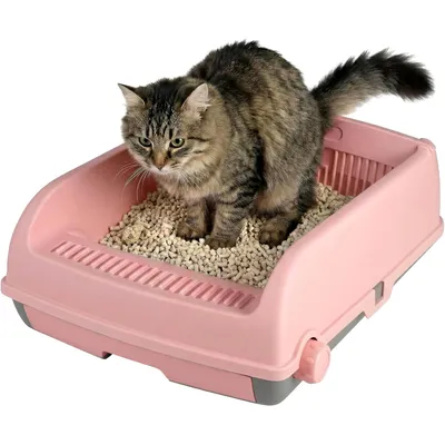 Giantex Halbautomatische Katzentoilette Mit Schaufel Und Spritzschutz Giantex Halbautomatische Katzentoilette Mit Schaufel Und Spritzschutz