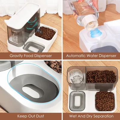 HausPets Distributeur 2en1 Nourriture Eau Chat Chien Gravité Sans BPA