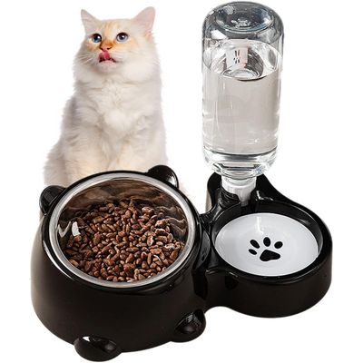 HausPets Comedero doble comida agua perros gatos, acero inoxidable
