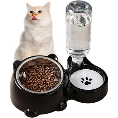 HausPets Comedero doble comida agua perros gatos, acero inoxidable
