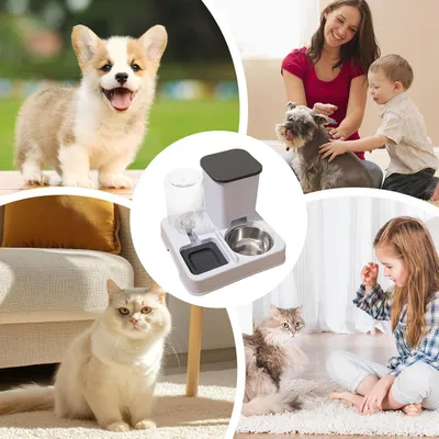 HausPets 2in1 Katzenfutter- und Wasserspender Rutschfest Tragbar