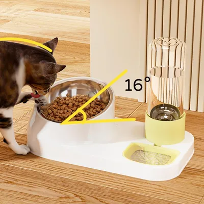 HausPets Katzenfutter- und Wasserspender Edelstahl Rutschfest