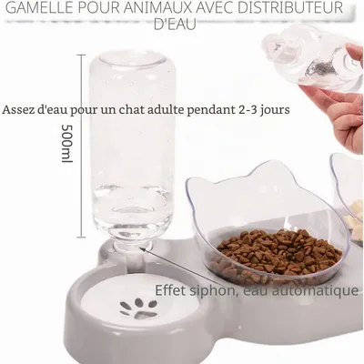 HausPets 3in1 Napf Katze Hund 15° Neigung Automatischer Wasserspender