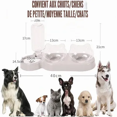 HausPets Gamelle 3en1 Chat Chien Inclinée 15° Distributeur Eau Nourriture HausPets Gamelle 3en1 Chat Chien Inclinée 15° Distributeur Eau Nourriture