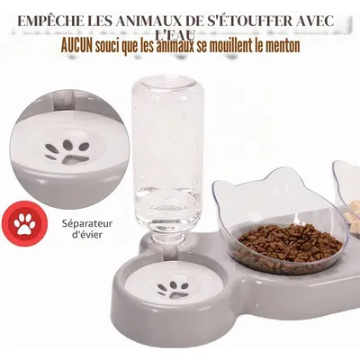 HausPets 3in1 Napf Katze Hund 15° Neigung Automatischer Wasserspender