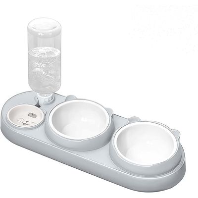 HausPets 3in1 Keramik Napf Katze 15° Neigung Siphon Wasser Futter