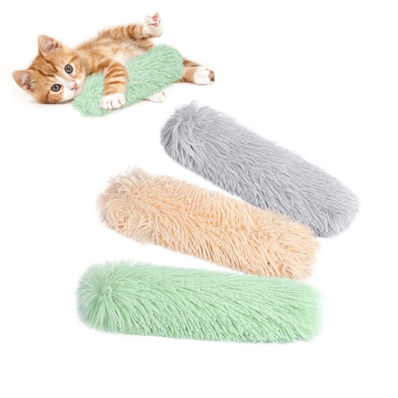 3 oreillers interactifs peluche herbe chat