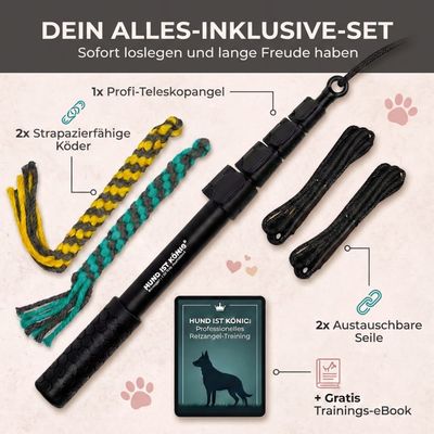 HUND IST KÖNIG Reizangel für Hunde mit 2 Tauen & Seilen + Trainings-eBook
