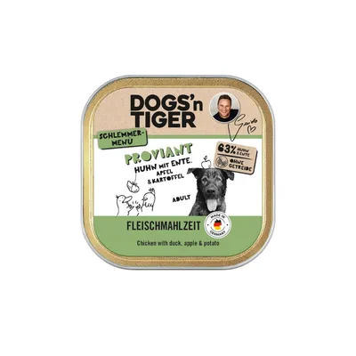 Dogs’n Tiger Proviant Barquette – Pâtée pour chiens poulet, canard & pomme Dogs’n Tiger Proviant Barquette – Pâtée pour chiens poulet, canard & pomme