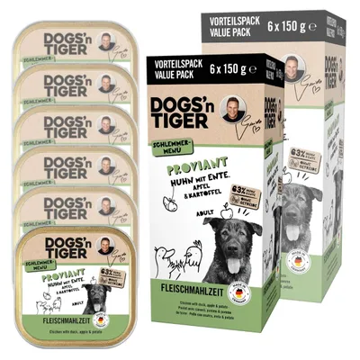 Dogs’n Tiger Proviant Multibox, Hundefutter, Huhn, Ente & Apfel