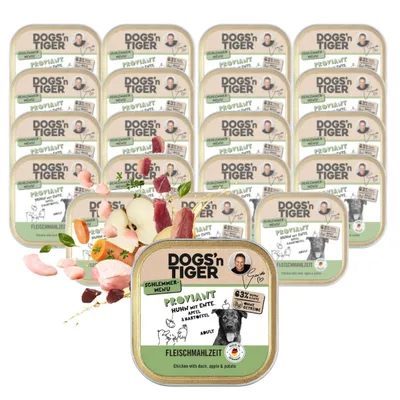 Dogs’n Tiger Proviant Barquette – Pâtée pour chiens poulet, canard & pomme Dogs’n Tiger Proviant Barquette – Pâtée pour chiens poulet, canard & pomme