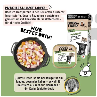 Dogs’n Tiger Proviant Barquette – Pâtée pour chiens poulet, canard & pomme Dogs’n Tiger Proviant Barquette – Pâtée pour chiens poulet, canard & pomme