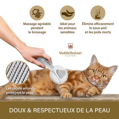 Brosse premium pour chiens et chats Veddelholzer avec fonction One-Click