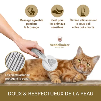 Brosse premium pour chiens et chats Veddelholzer avec fonction One-Click