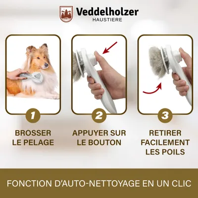 Brosse premium pour chiens et chats Veddelholzer avec fonction One-Click Brosse premium pour chiens et chats Veddelholzer avec fonction One-Click