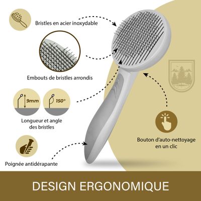 Brosse premium pour chiens et chats Veddelholzer avec fonction One-Click