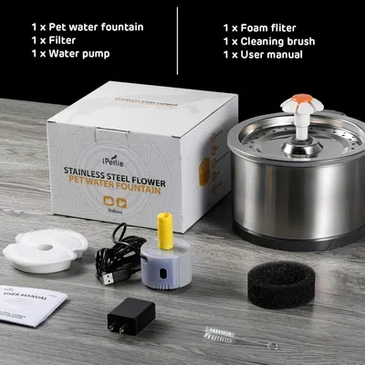 HausPets Edelstahl Katzenbrunnen 2,5L 4-stufige Filtration HausPets Edelstahl Katzenbrunnen 2,5L 4-stufige Filtration