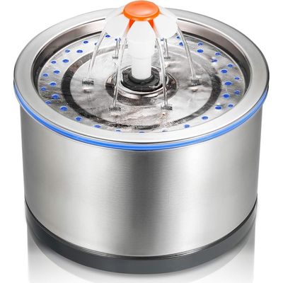 HausPets Edelstahl Katzenbrunnen 2,5L 4-stufige Filtration