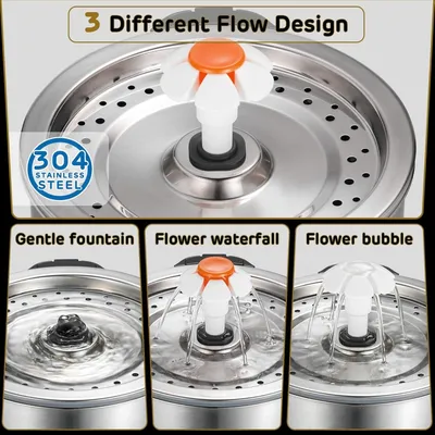 HausPets Edelstahl Katzenbrunnen 2,5L 4-stufige Filtration HausPets Edelstahl Katzenbrunnen 2,5L 4-stufige Filtration