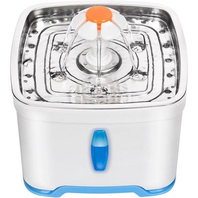 HausPets Edelstahl Katzenbrunnen 2,5L 5-stufige Filtration LED