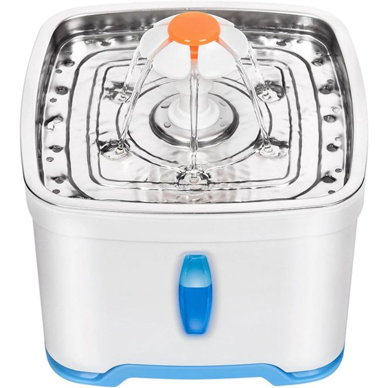 HausPets Edelstahl Katzenbrunnen 2,5L 5-stufige Filtration LED