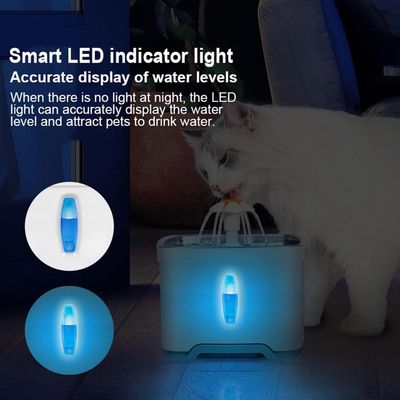 HausPets Fuente agua gatos acero inoxidable, 2,5 L, filtración 5, LED