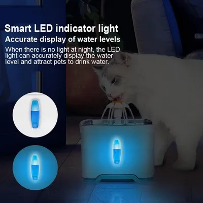 HausPets Edelstahl Katzenbrunnen 2,5L 5-stufige Filtration LED HausPets Edelstahl Katzenbrunnen 2,5L 5-stufige Filtration LED