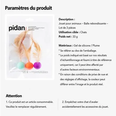 pidan Balles rebondissantes pour chat avec plumes pidan Balles rebondissantes pour chat avec plumes