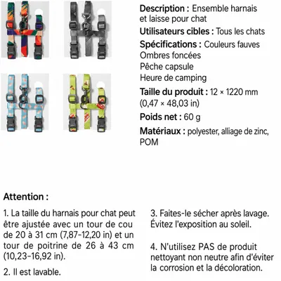 pidan Ensemble harnais et laisse pour chat réglable anti-fugue