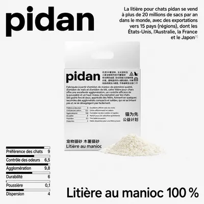 pidan Litière pour chats Litière végétale au manioc pidan Litière pour chats Litière végétale au manioc