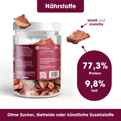 KAUDAS Hundesnack RinderlungePur - gefriergetrocknetes Rind KAUDAS Hundesnack RinderlungePur - gefriergetrocknetes Rind