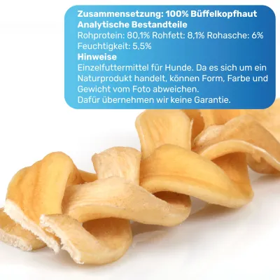Büffelhautzopf Kauartikel für Hunde, Natürlicher Kausnack ohne Zusätze